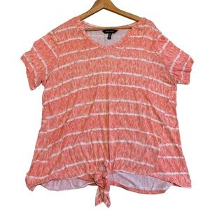 💜 Ellen Tracy Tie-Front Tie-Dye T-Shirt 1X